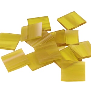 Pale Amber Wispy Square Hand Cut Glass Mosaic Tile Shapes | Fusible 96 coe