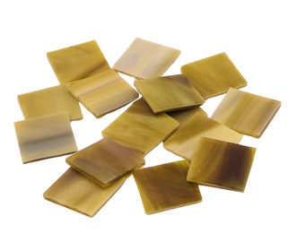 125 Medium Amber Brown Opal Package of 1&quot; Square Hand Cut Glass Shapes | Stained Glass, Mosaic and Fusible 96 coe Glass