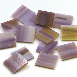 Purple, Amber and White Square Hand Cut Glass Mosaic Tile Shapes | Fusible 96 coe