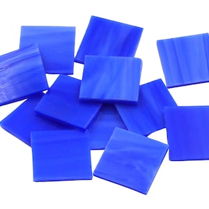 Dark Blue Translucent Square Hand Cut Glass Mosaic Tile Shapes | Fusible 96 coe