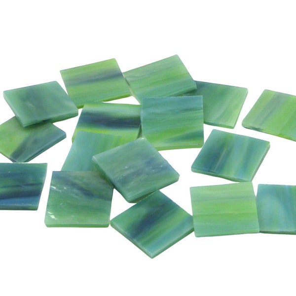 Aqua Lime Pearl Opal Rectangle Border Hand Cut Glass Mosaic Tile Shapes | Fusible 96 coe