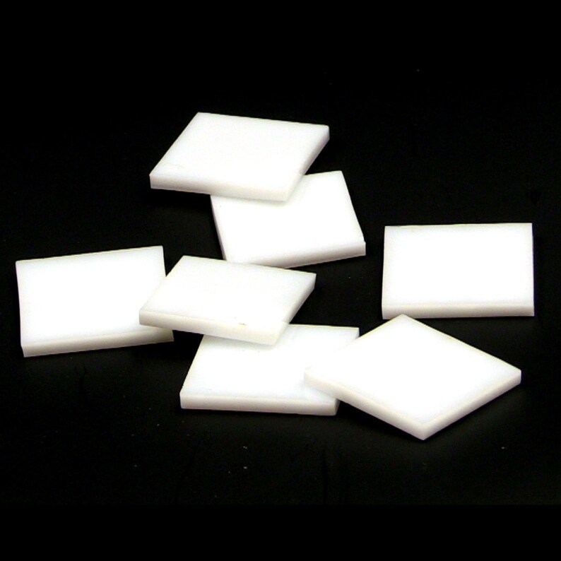 Reg Pack Diamond Strips Triangles Squares Rectangles White Opal Cut Glass Mosaic Fusible 96 Tile Shapes