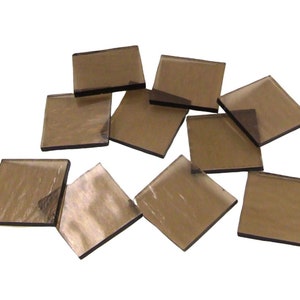 Bronze Cathedral Rough Rolled Square Hand Cut Glass Mosaic Tile Shapes