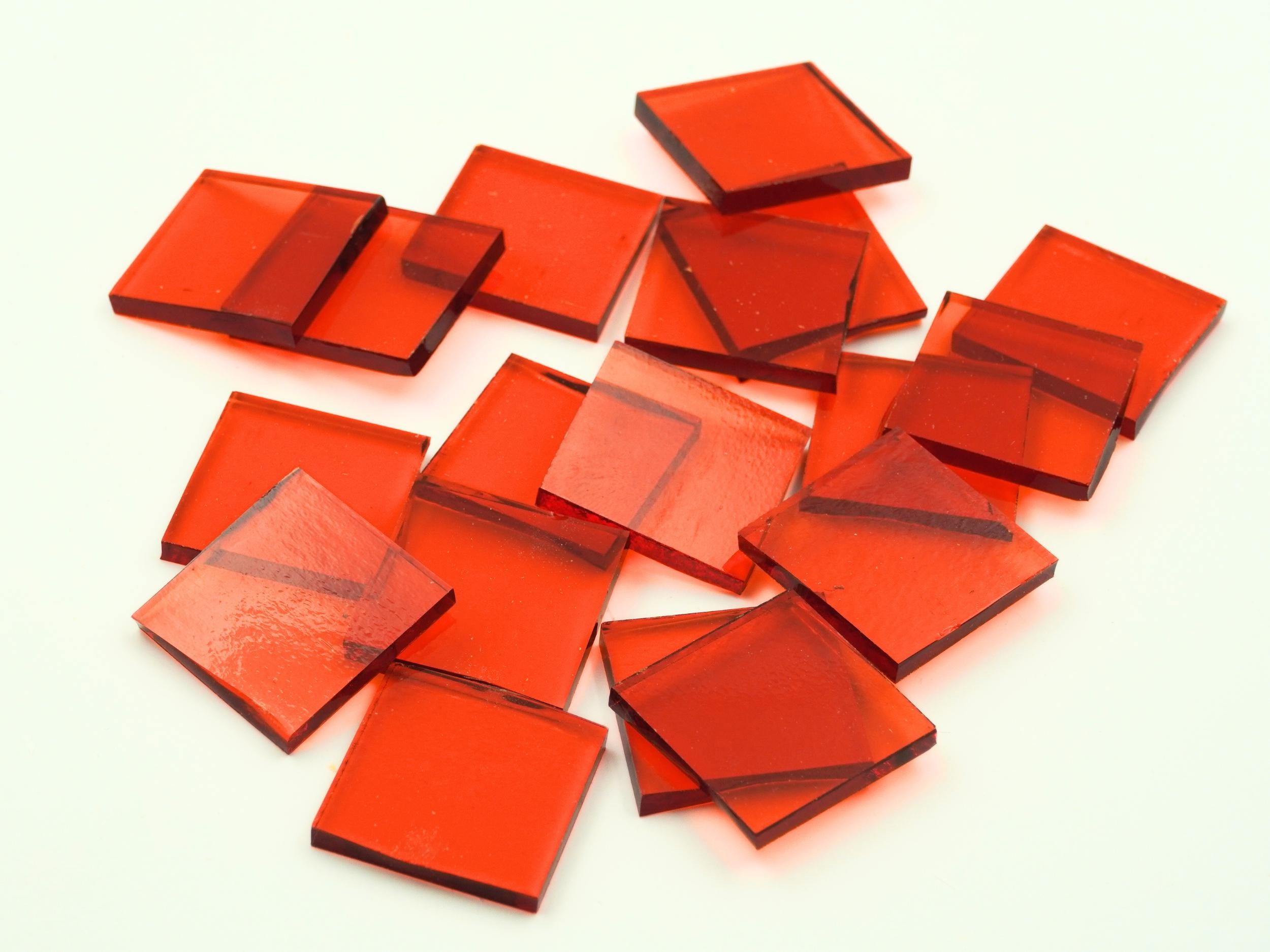 125 Rust Orange Cathedral Smooth Package of 1" Square Hand Cut Glass Shapes | Stained Glass, Mosaic and Fusible 96 coe Glass