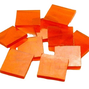 Orange Wispy Square Hand Cut Glass Mosaic Tile Shapes | Fusible 96 coe