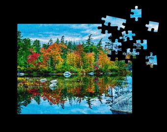 Nova Scotia Autumn Lake Jigsaw Puzzle with Tin (Multiple Sizes, Glossy Finish)
