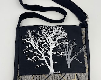 Sycamore and Walnut Tree Messenger Bag 10” Black