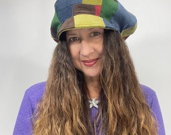 Patchwork Corduroy Newsboy Hat