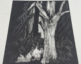 Forest monotype print 9 x 9