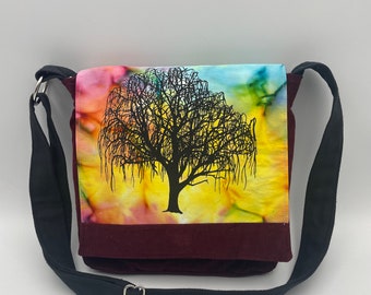 Willow Tree Messenger Bag 10 x 10 Rainbow Tie Dye