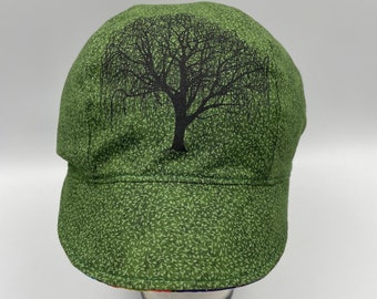 Green Cotton Reversible Tree Hat