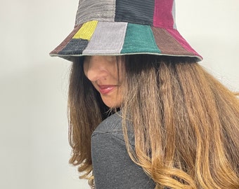 Patchwork Corduroy Bucket Hat