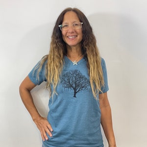 Willow Tree Tshirt Teal Blue Unisex VNeck