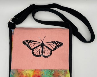 Butterfly 10 x 10 Messenger Bag Pink & Rainbow