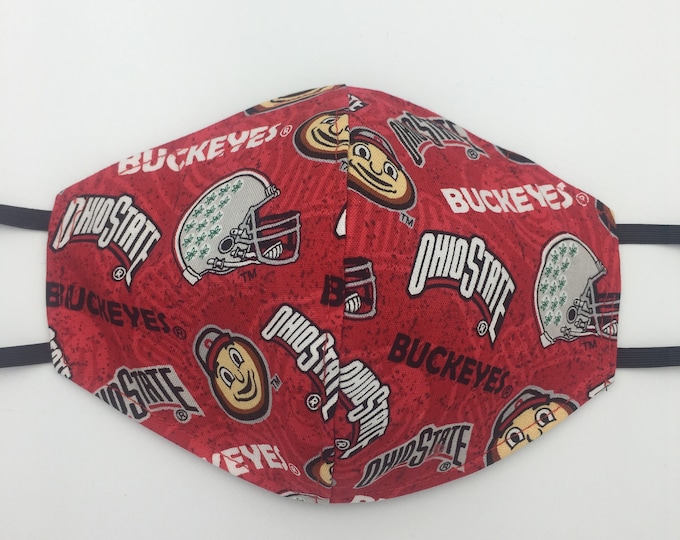 Fabric Mask Red Ohio State Reversible to Black