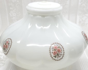 Vintage Art Deco White Glass Ceiling Light Shade Floral Hanging Lamp 4" Fitter