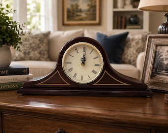 Vintage 1992 Bombay Company Wood Mantel Clock Classic Traditional Home Decor