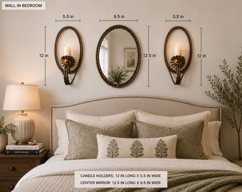 Vintage Hollywood Regency Gold Twisted Rope Mirror Wall Sconces Elegant Wall Decor Set