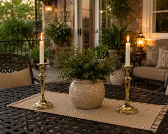 Vintage Brass Candlesticks Set of 2 – Mid Century Modern Candle Holders