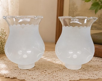 Vintage Frosted Floral Glass Light Shade Ceiling Globe Lamp Shade 1.5 Fitter
