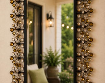 Vintage Pier 1 Amber Dazzle Mirror – Glam Decorative Wall Accent