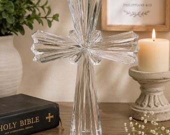 Vintage Rogaska Samobor 10” Crystal Cross 24% Lead Glass Slovenia Religious Gift