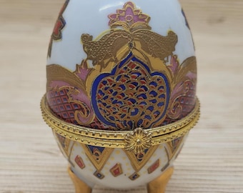 Hand Painted Porcelain Imperial Treasures Trinket Egg Collection Vintage Decor
