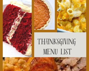 Lista del menú de Acción de Gracias