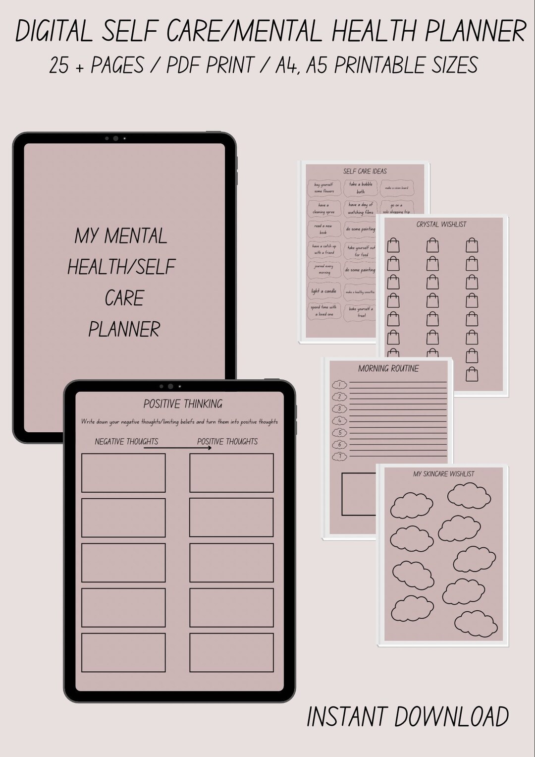 Self Care Digital Planner, Mental Health Planner, Digital Planner, Self ...