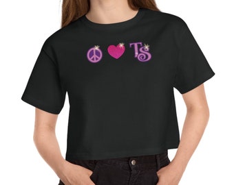 T-shirt court Peace Love and Taylor pour fille, préadolescente, ado et femme. T-shirt court pour les fans de TS. Cadeau pour les filles, les meilleures amies, les meilleures amies.