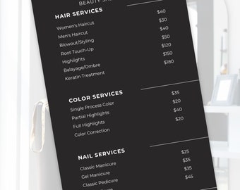 Editable Salon Price List Template, Modern Minimalist (Digital Download)
