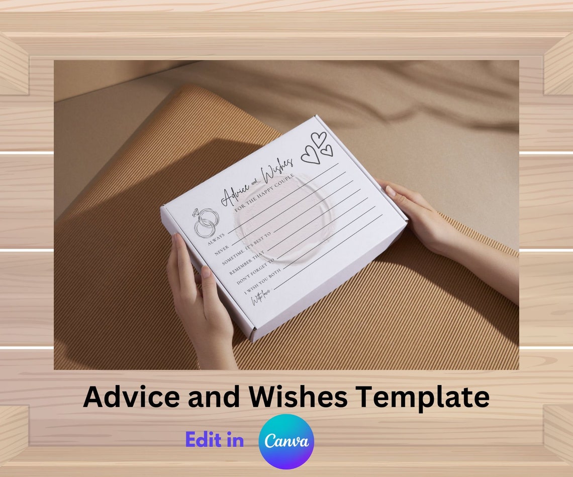 EDITABLE Wedding Advice and Wishes Cards, Advice and Wishes for Bride ...