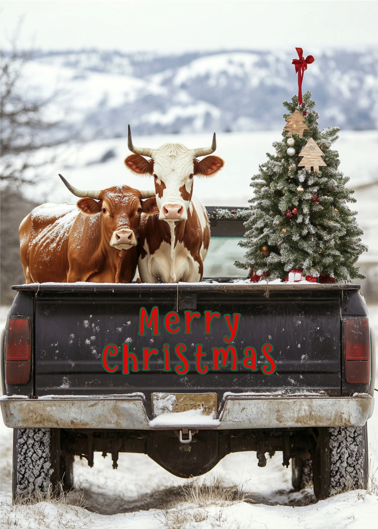 Printable Cow Christmas Card, Instant Digital Download to Email, Text ...