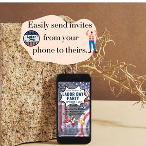 Labor Day Invitation Template, Labor Day Evite, Labor Day Party Electronic Invitation, Party Invite friends and family, Edit with Canva