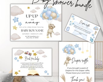 Baby Boy Shower Invitation Set, Editable Template (Digital Download)