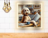 Labradoodle Coffee Dog Art Print, Kitchen Wall Art (Digital Download)