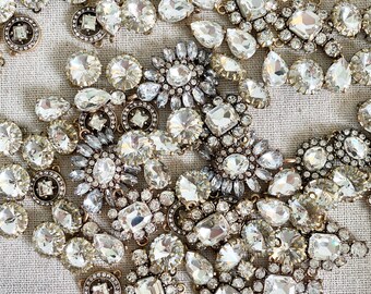 large lot of vintage reproduction crystal brass antique charms