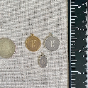 Heirloom initial charm letter K various sizes silver or gold
