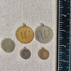 Heirloom initial charm letter W various sizes silver or gold
