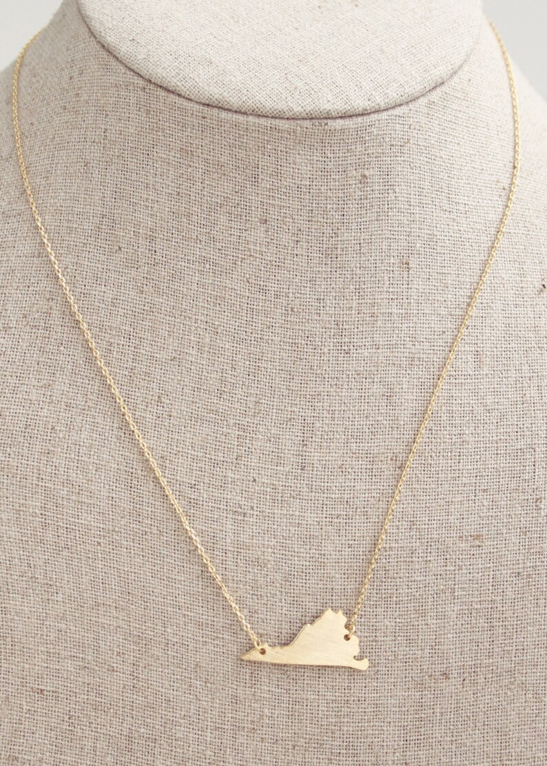 Virginia state necklace brushed silver or gold image 4