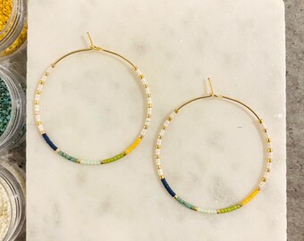Yacht Club gold filled miyuki glass hoop earrings