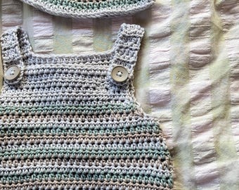 Conjunto de pelele y gorro de sol para bebé hecho a mano en ganchillo – Talla y color personalizados – Regalo para baby shower en Nueva Zelanda
