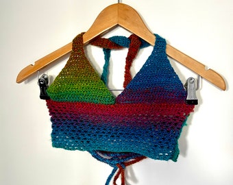 crochet mesh wrap up tank