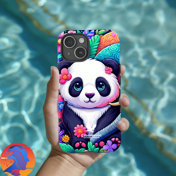 Panda Paradise Tough Phone Case for iPhone 15 14 12 Mini 13 Pro Max XS Max 7 8 Plus SE S24 S23 S10 Pixel 8 Pro, Blossom-infused Protection