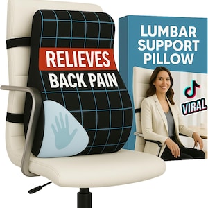 NEW 2025) ZIVASKA Lumbar Support Pillow | Memory Foam Back Cushion | Christmas Gift for Office, Gaming Chairs, Car Seats