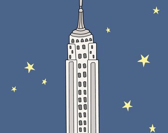 Empire State Building Print, Fine Art Print by Kate Durkin, Nursery Alphabet Art