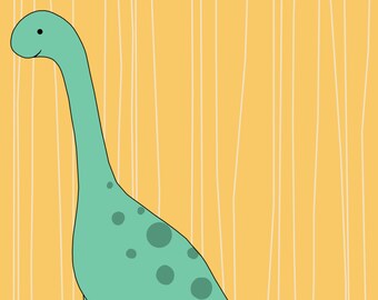 Brontosauraus Print, Fine Art Print by Kate Durkin, Nursery Alphabet Art