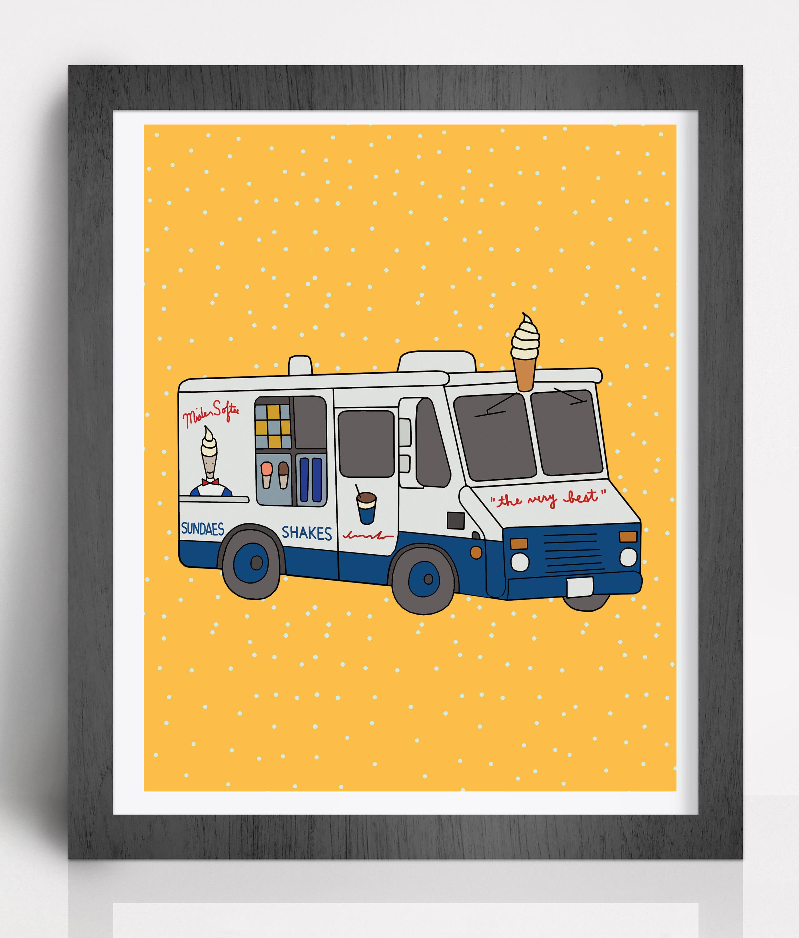 Camion Gelato Mister Softee Riproduzione Nero Taglia S-5XL