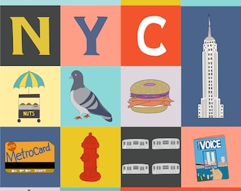 My NYC Print, Fine Art Print by Kate Durkin, Nursery Alphabet Art