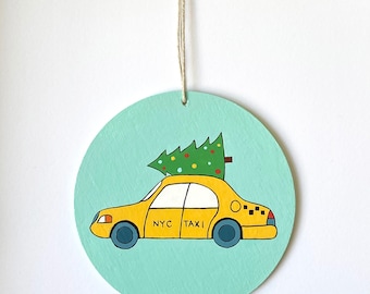 Hand Painted NYC Taxi Ornament